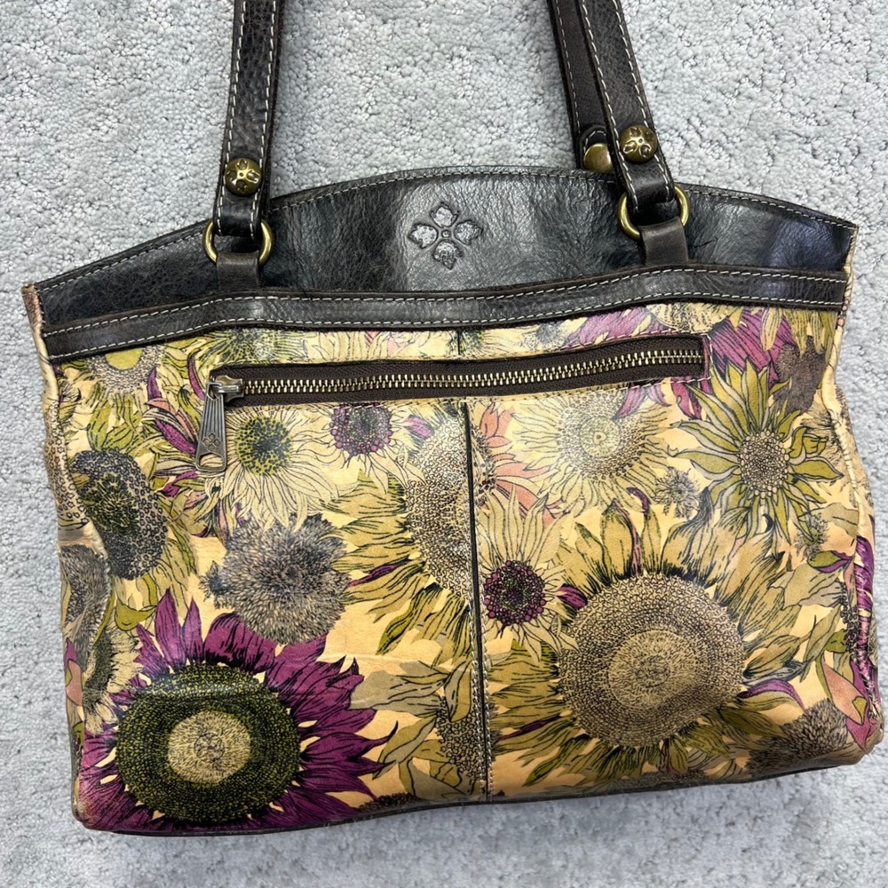 Patricia Nash Tote Shoulder Bag Sunflower Leather Top Handle Floral Beet P53201 - Picture 2 of 16